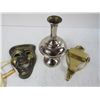 Image 3 : Metal Items - Cup - Vase - Mask - Door Knocker