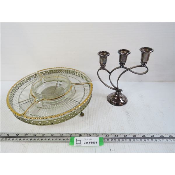 Lazy Susan Pickle Dish - Candle Holder