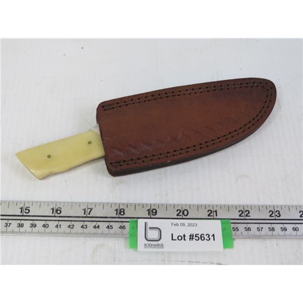 Damascus Steel Knife w/Bone Handle & Case