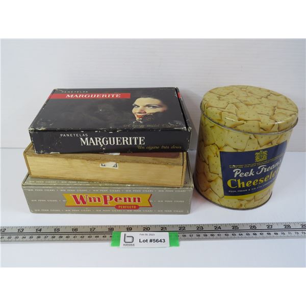 (3) Cigar Boxes - Cracker Tin