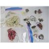 Image 2 : Jar of Assorted Craft Jewelry - Pins - Stained Glass Parrot - Misc Items