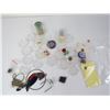 Image 3 : Jar of Assorted Craft Jewelry - Pins - Stained Glass Parrot - Misc Items