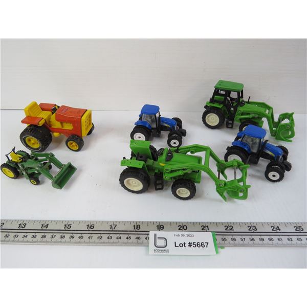 (6) Toy Tractors - (1) Tonka - (1) John Deere - (4) Misc
