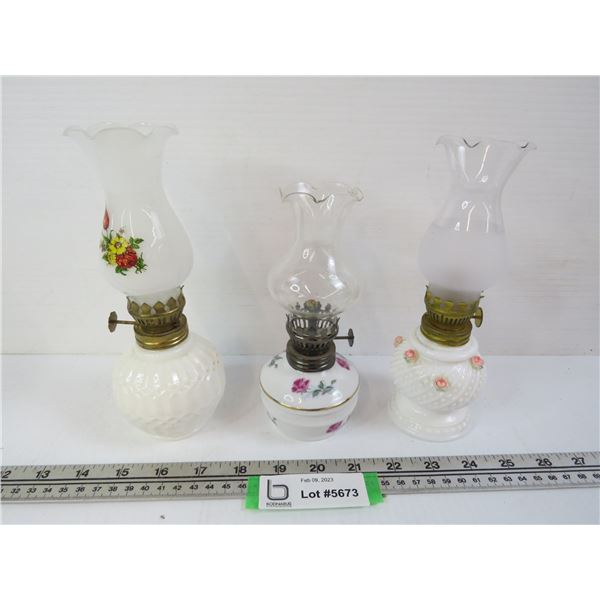 (3) Miniature Oil Lamps