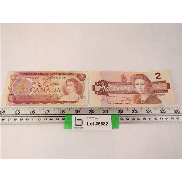 1974 Two Dollar Bill - 1986 Two Dollar Bill