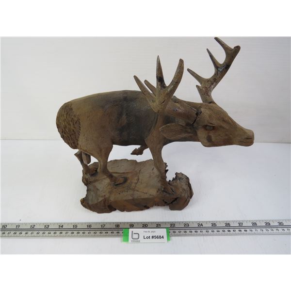 Wood Elk Carving (antlers look reglued)