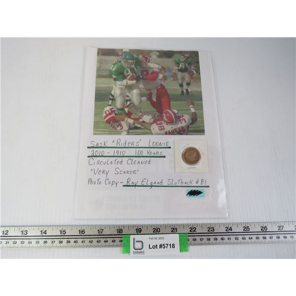 Sask Riders Loonie (1910 - 2010 100 Years)