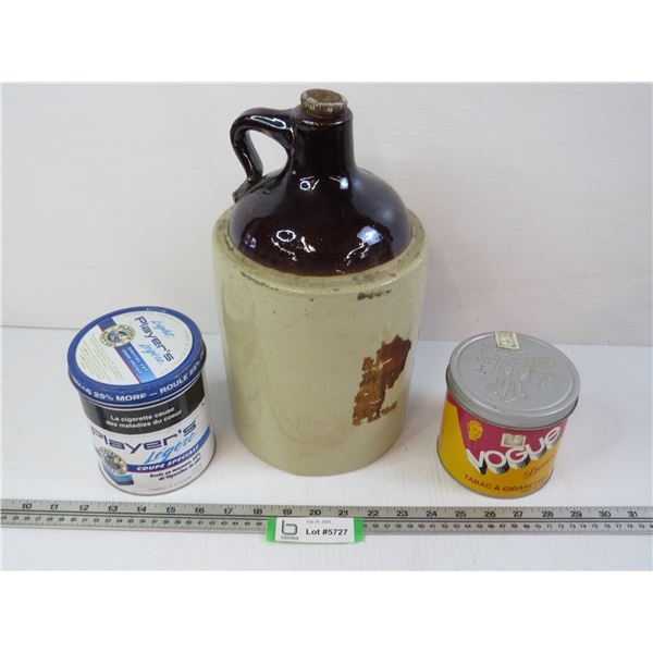 Crock Ware Jug - Tobacco Tins