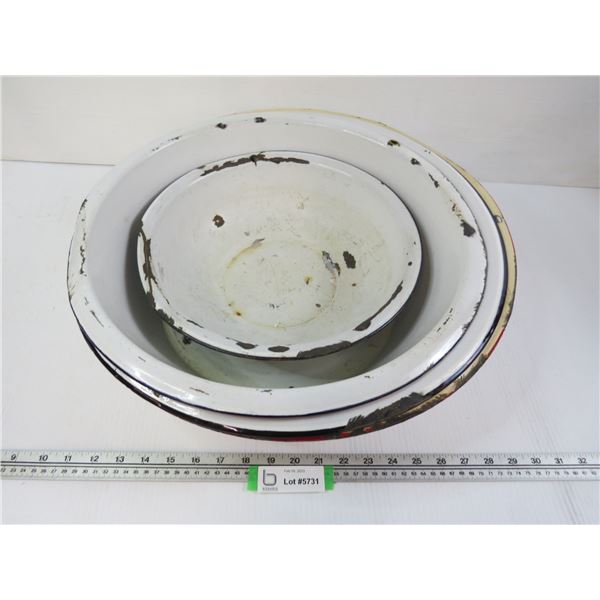 (5) Vintage Enamel Ware Basins