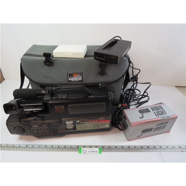 Panasonic Video Camera w/Video Light & Accessories in Case