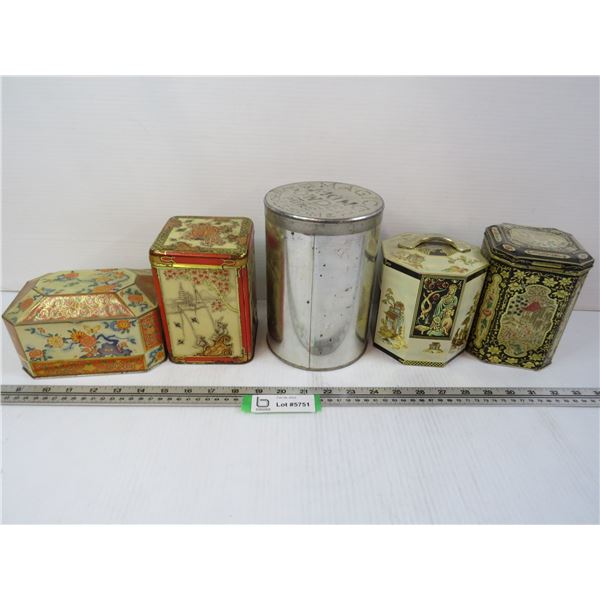 (5) Vintage Tins
