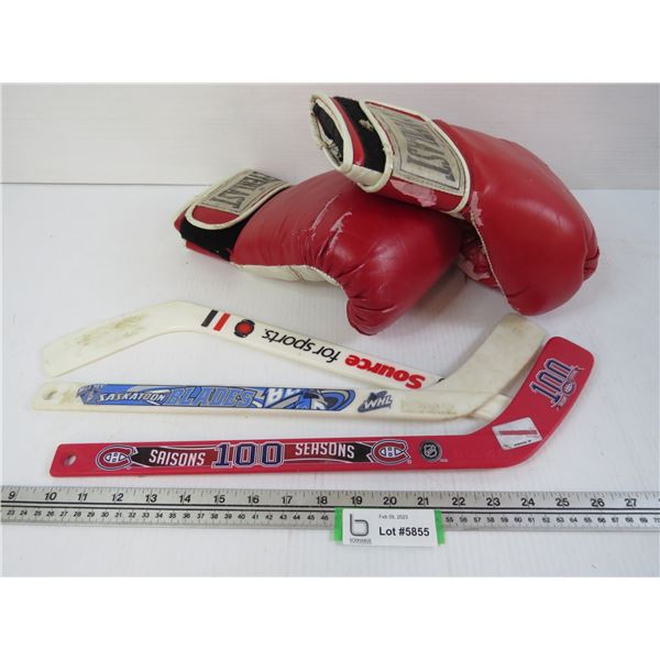 Everlast Boxing Gloves - Plastic Hockey Sticks