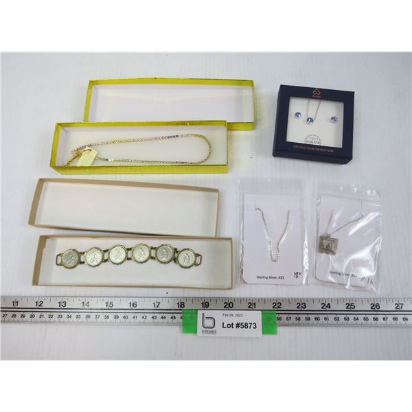 (4) Costume Jewelry Items (1) Swarowski Earrings & Necklace