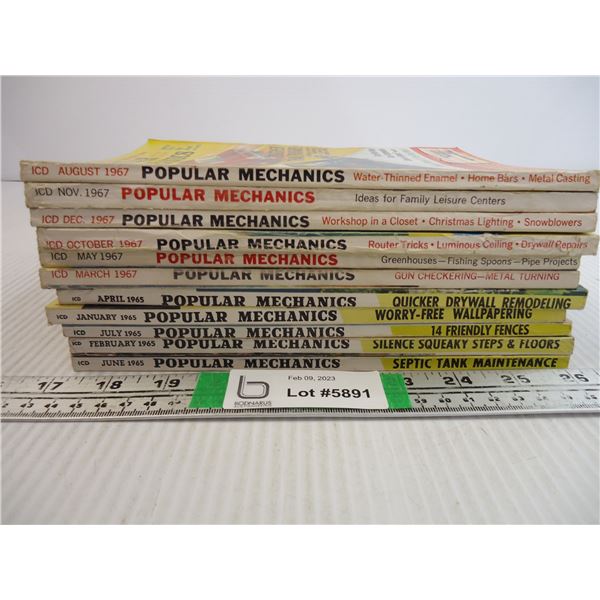 Vintage Popular Mechanics Magazines-(5) from 1965 and (6) from 1967