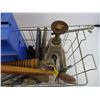 Image 2 : Wire Basket with Trailer Jack,Shelf Brackets,Knife Sharpener and misc. items