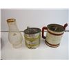 Image 2 : (2) Flour sifters,lamp chimney,Barometer, and msc. items as pictured