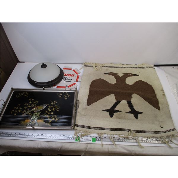 Wall Hanging, Bird Tray, Light Fixture + Misc