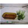 (6) Green Glasses w/ Misc