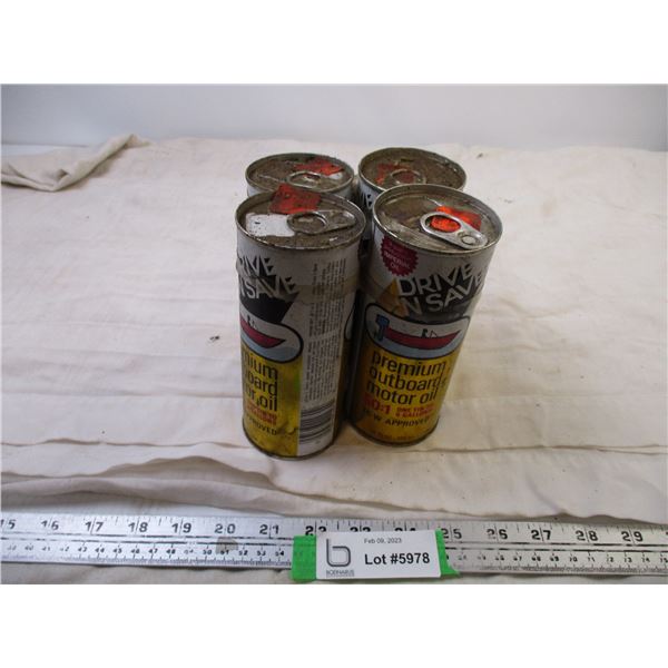 2X the Bid Price- (2) Drive-n-save Outboard Motor Oil Tins (FULL)