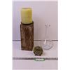 Image 1 : Westclox Clock, Decanter and Candle Holder