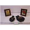Image 1 : Pair of Framed 3D Roses + Pair of Hunting Themed Wall Hangers