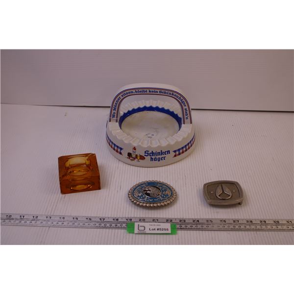 (2) Ashtrays + (2) Belt Buckles