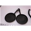 Image 2 : (2) Mini Cast Iron Pans, Vintage Jana Headset, and Chickadee Poker Set