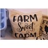 Image 4 : (4) Farm Themed Decor Pillows + Laundry Basket