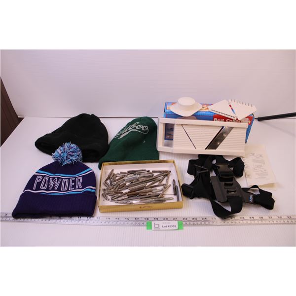 Kitchen Slicer, (3) Toques, and Assorted Driver Bits