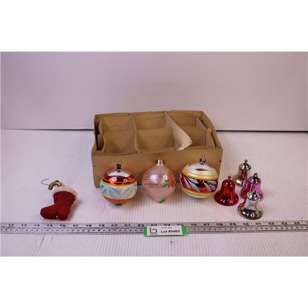 (3) Vintage Christmas Decorations and (5) Christmas Ornaments
