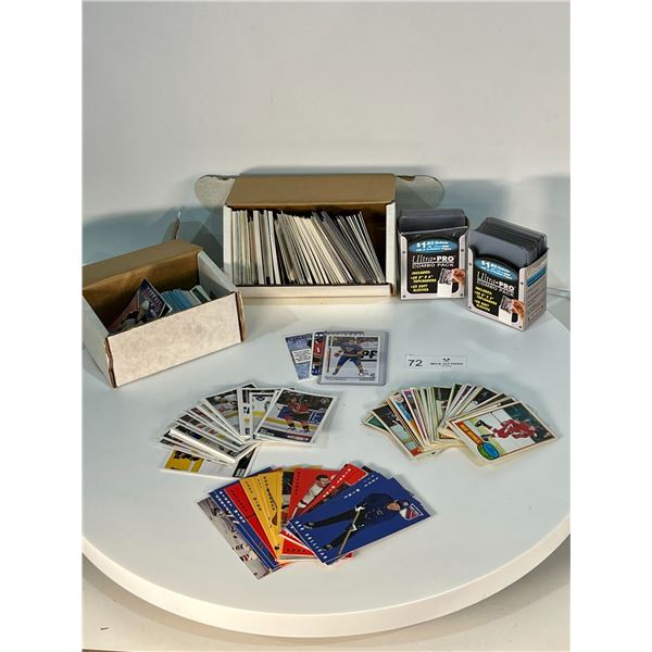 Assorted Vintage Hockey Cards and Card Protectors