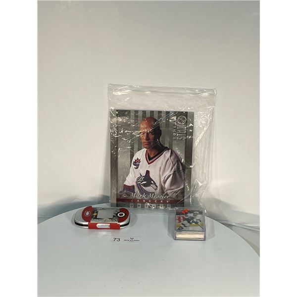 Large Mark Messier Card, Topps 2000, and NHL All-Stars 2001 Stamp & Medallion Set