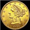 Image 1 : 1908 $5 Gold Half Eagle UNCIRCULATED