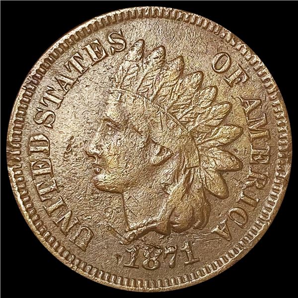 1871 Indian Head Cent ABOUT UNCIRCULATED