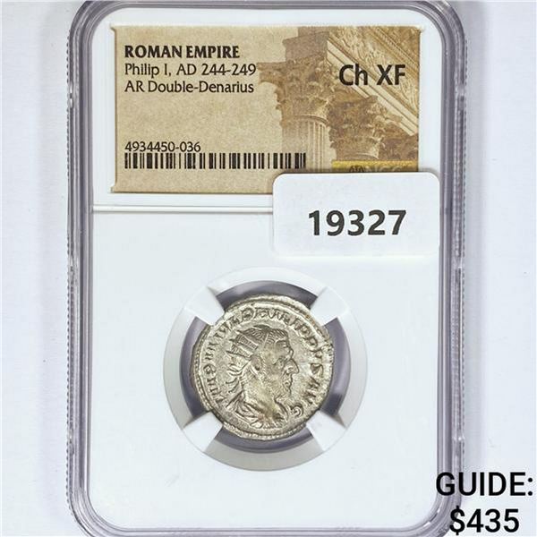 AD 244-249 Roman Empire AR Dbl-Denarius NGC ChXF