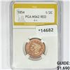 Image 1 : 1854 Braided Hair Half Cent PGA MS62 RED, C-1