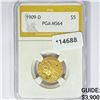 Image 1 : 1909-D $5 Gold Half Eagle PGA MS64
