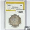 Image 1 : 1828 Capped Bust Half Dollar PGA AU55 Sm 8 Sq 2 Lg