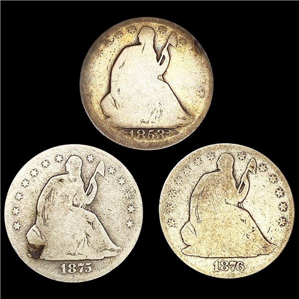 (3) Seated Liberty Half Dollars (1853, 1875-S, 18