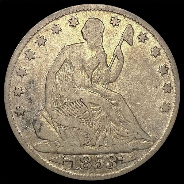 1853-O Arws & Rays Seated Liberty Half Dollar NICE