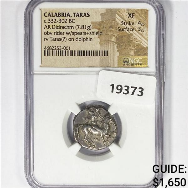 c.332-302 BC Calabria, Taras AR Didrachm NGC XF