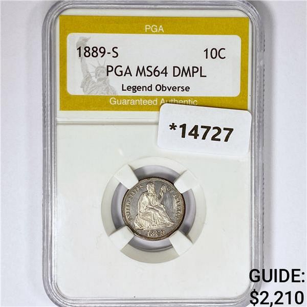 1889-S Seated Liberty Dime PGA MS64 Legend Obv