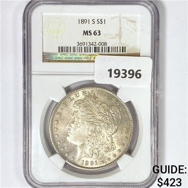 1891-S Morgan Silver Dollar NGC MS63