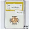 Image 1 : 1931 Wheat Cent PGA MS64 RED