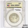 Image 1 : 1942-S Walking Liberty Half Dollar GSA MS67