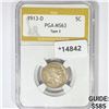 Image 1 : 1913-D Buffalo Nickel PGA MS63 Type 2
