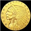 Image 1 : 1912 $2.50 Gold Quarter Eagle UNCIRCULATED