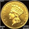 Image 1 : 1871 $3 Gold Piece GEM BU PL