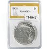 1928 Silver Peace Dollar PGA MS63+