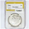 Image 1 : 1892 Morgan Silver Dollar PGA MS63